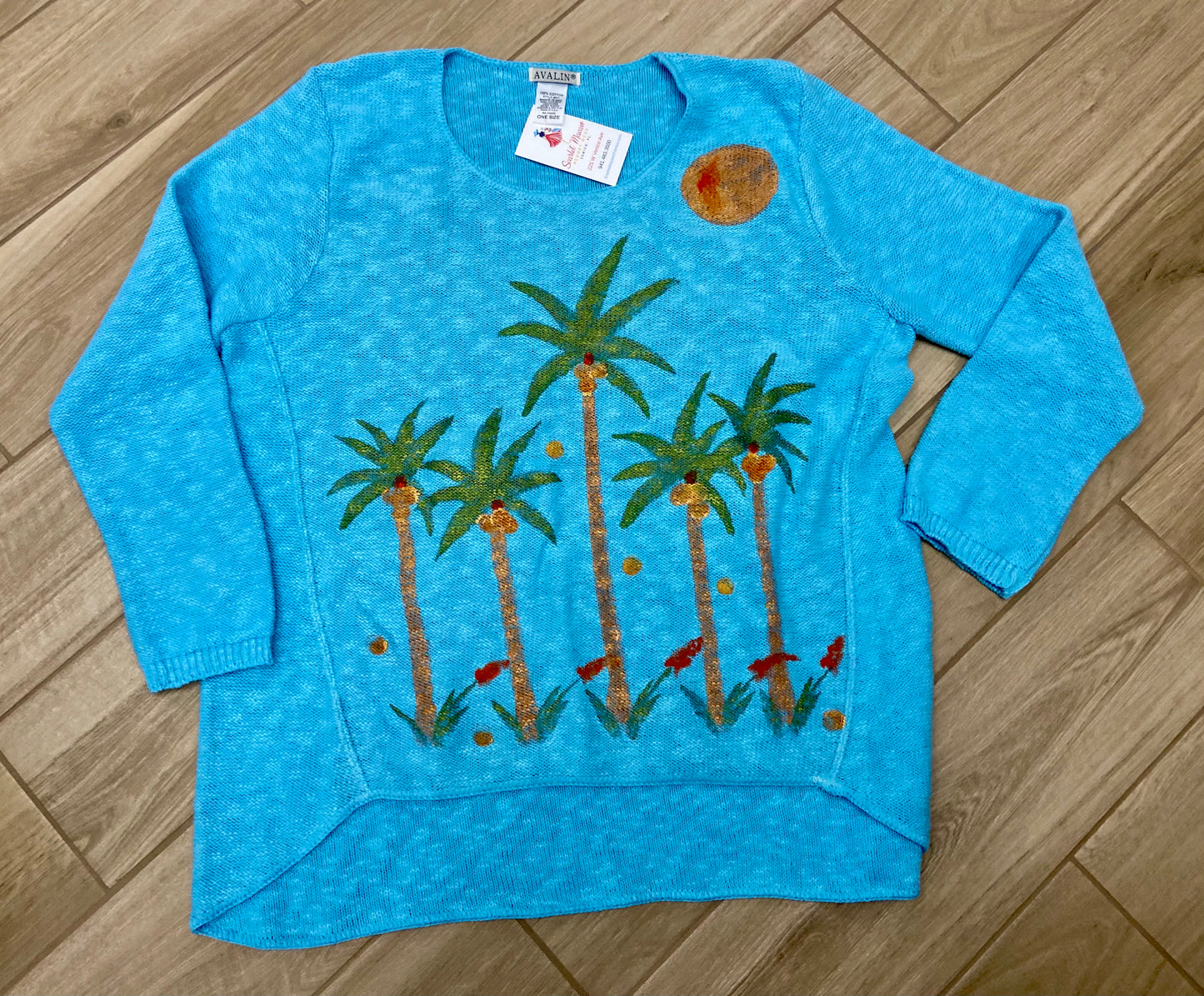 Peg Painted 5 Palm Party Sweater