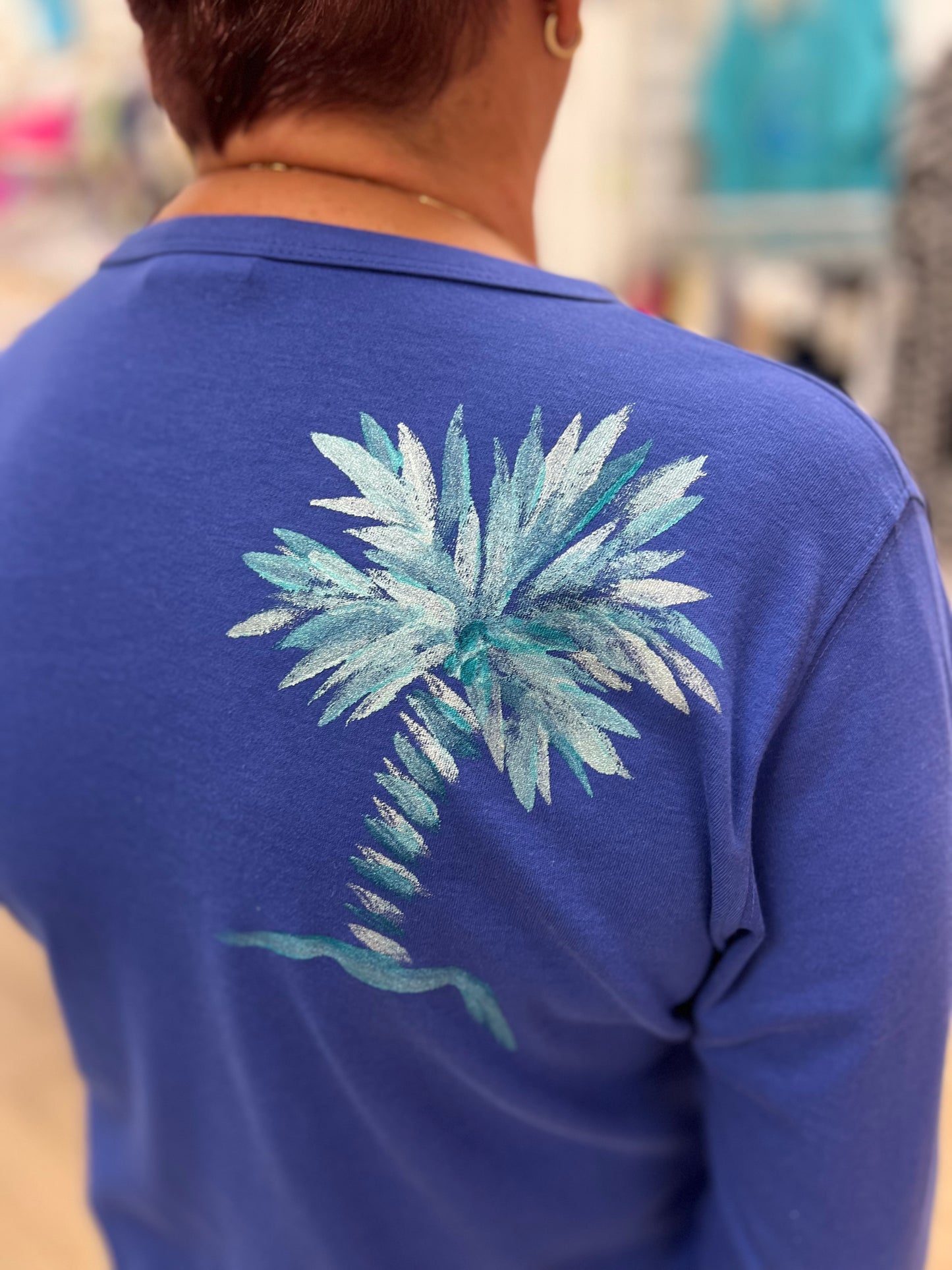 Peg Metallic Moon Palm Painted Top