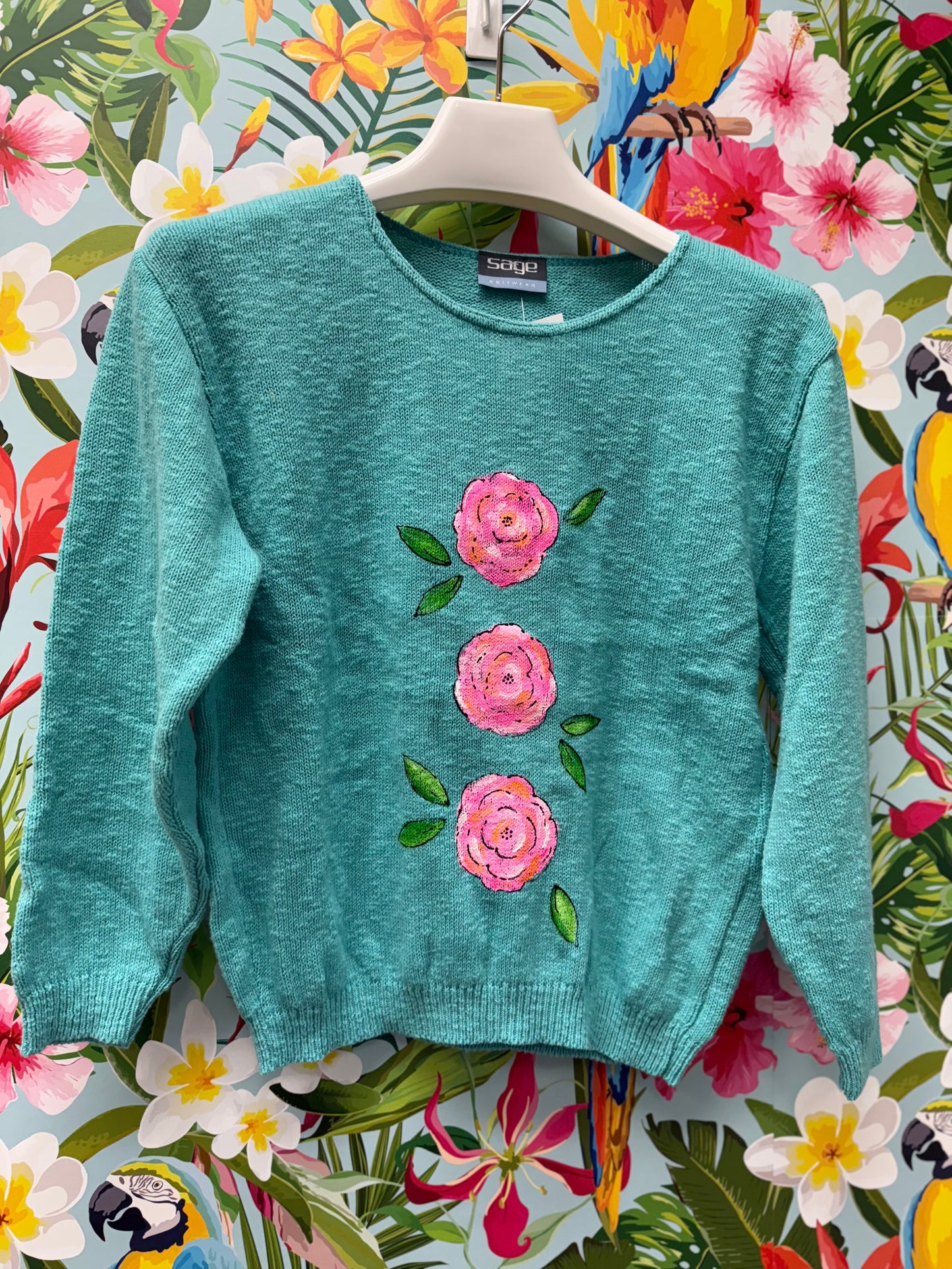 LisaLou Triple Rose Painted Sweater