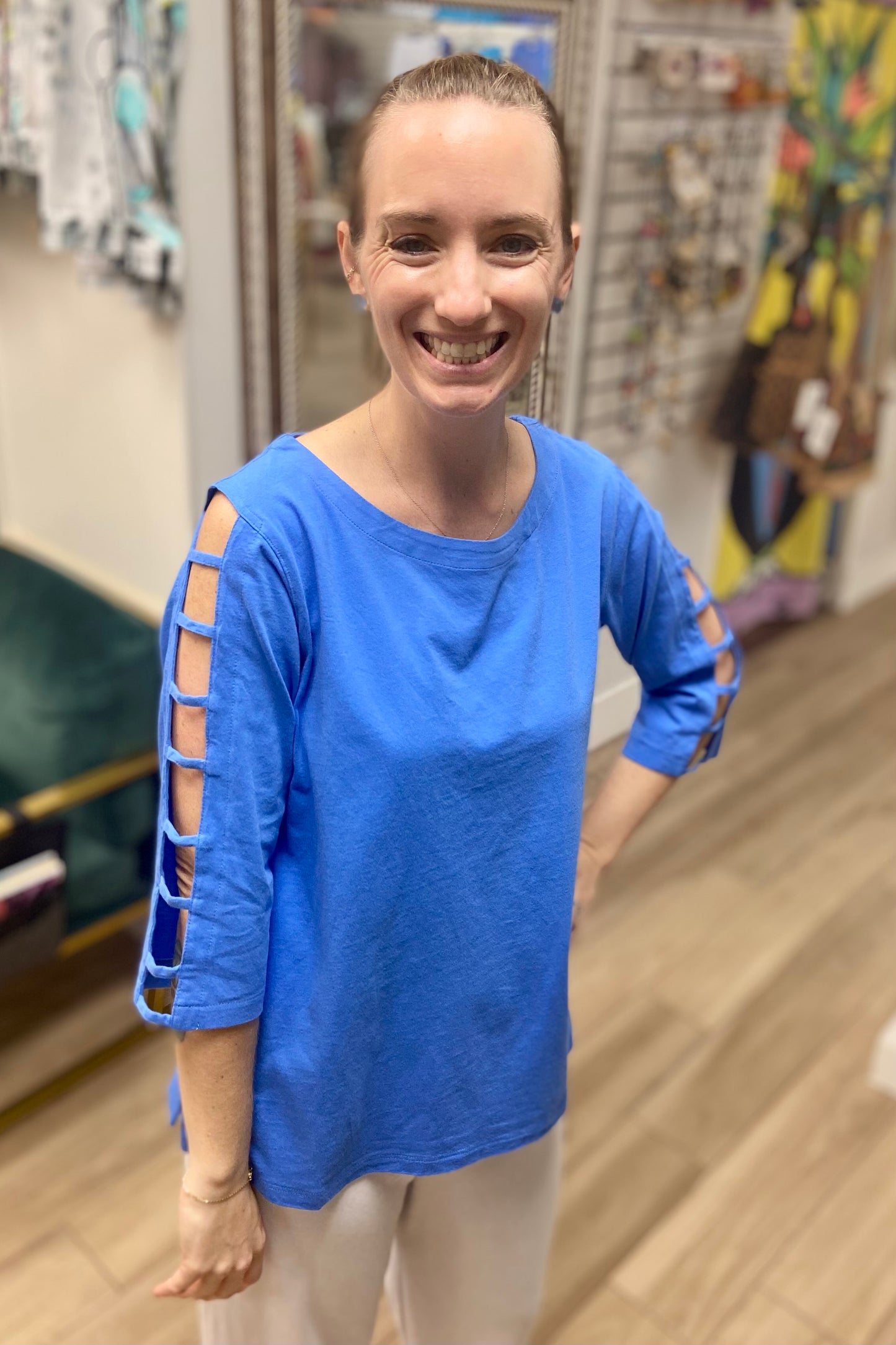 Wild Palms 1527 Ladder Sleeve Top