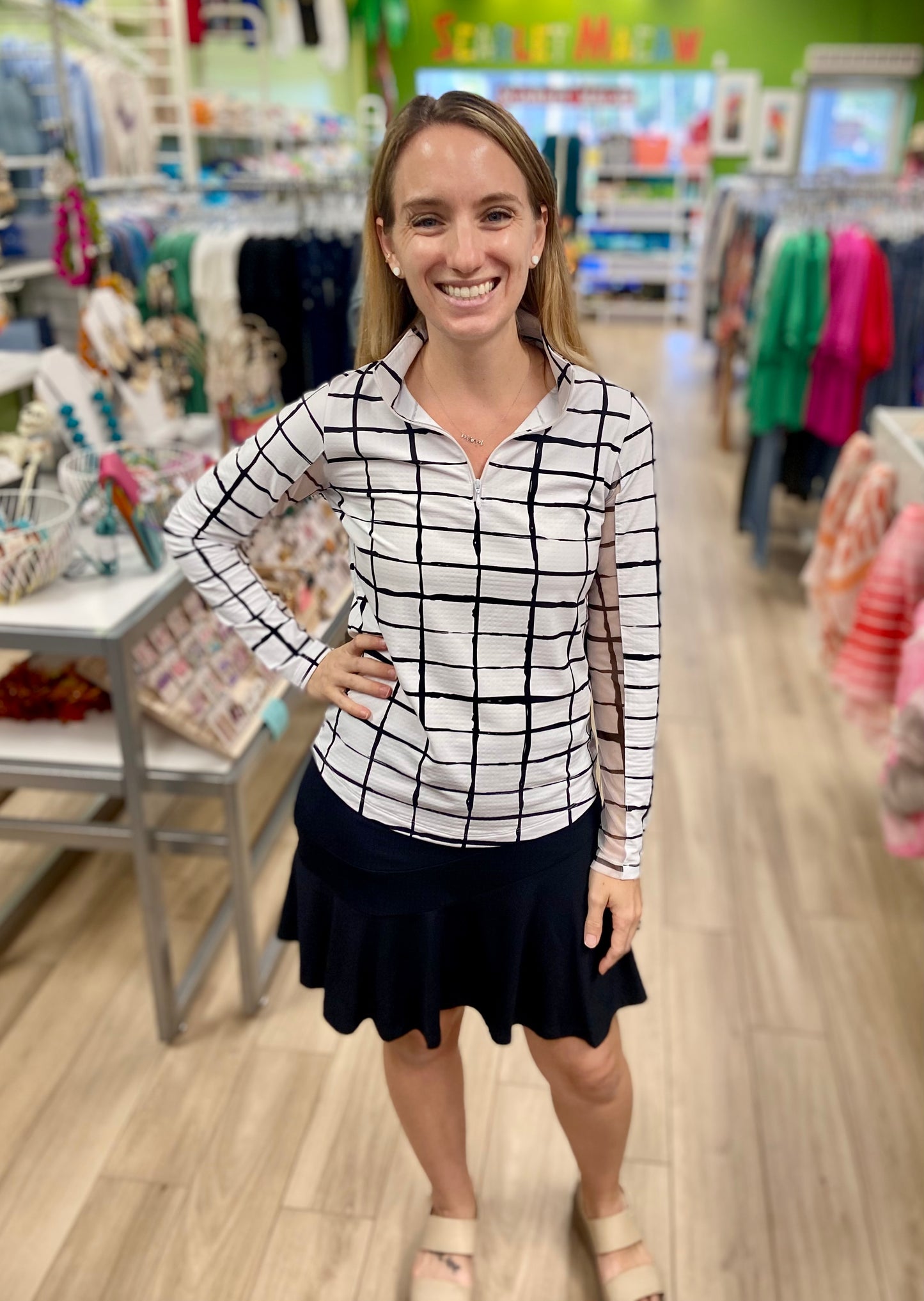 Ibkul Mock Zip Neck UPF Top