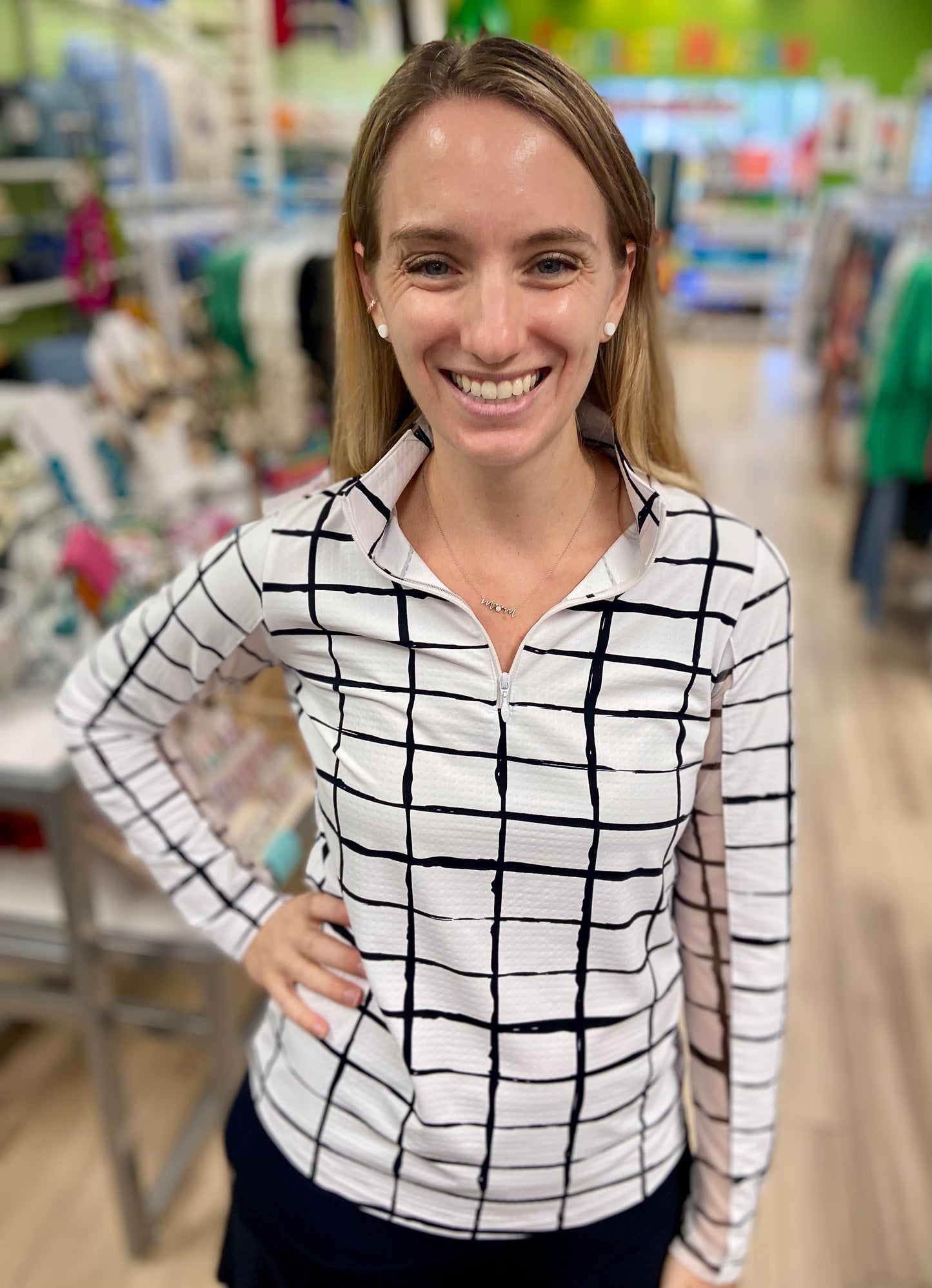 Ibkul Mock Zip Neck UPF Top