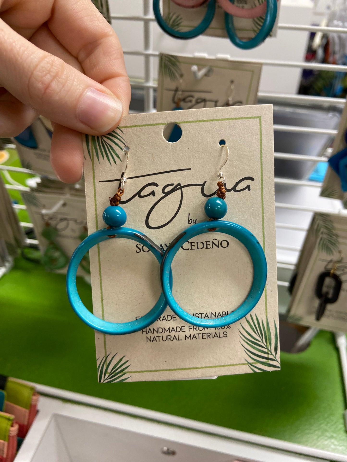 Tagua Ring of Life Earring