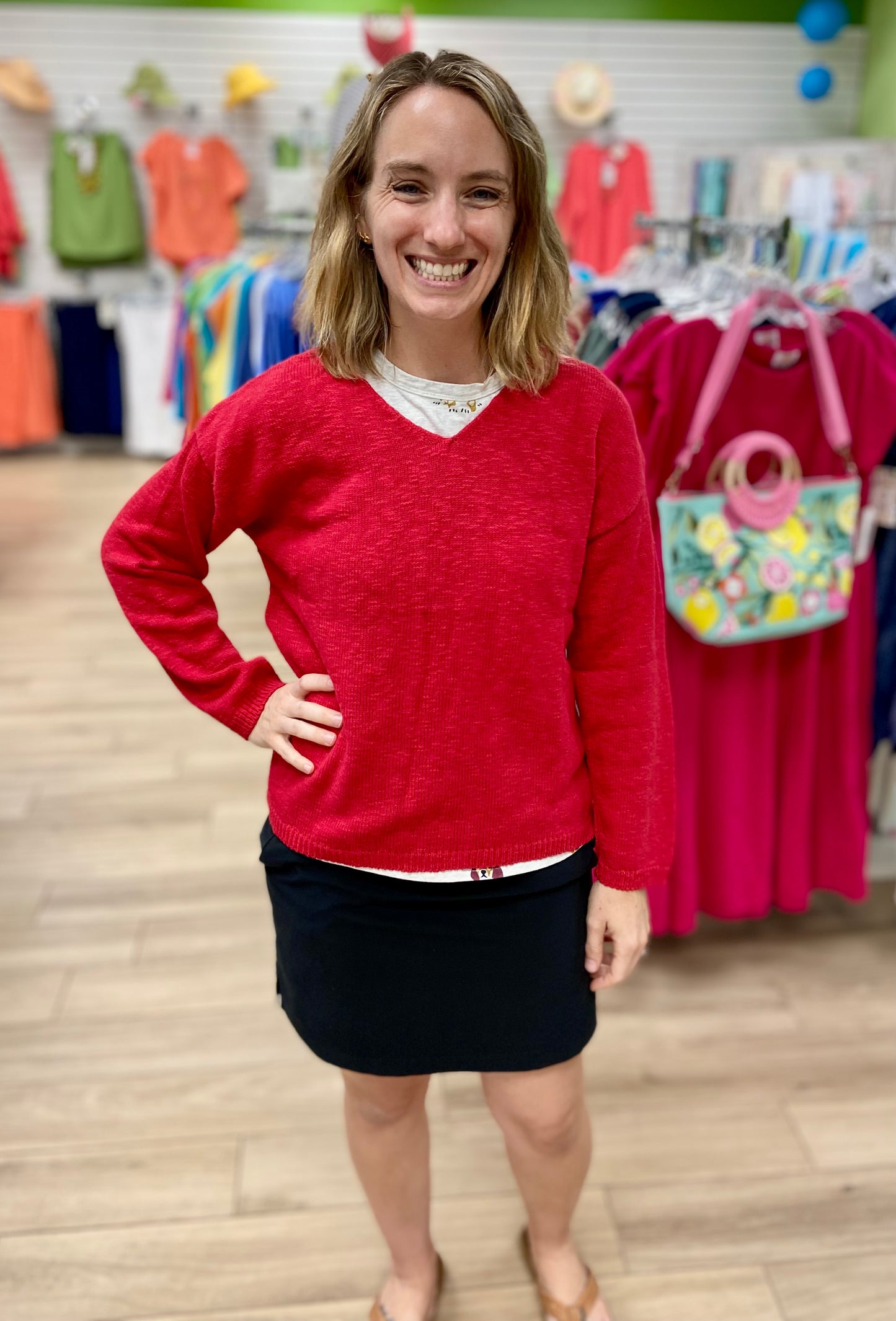 Avalin N9592 Crop V-Neck Sweater