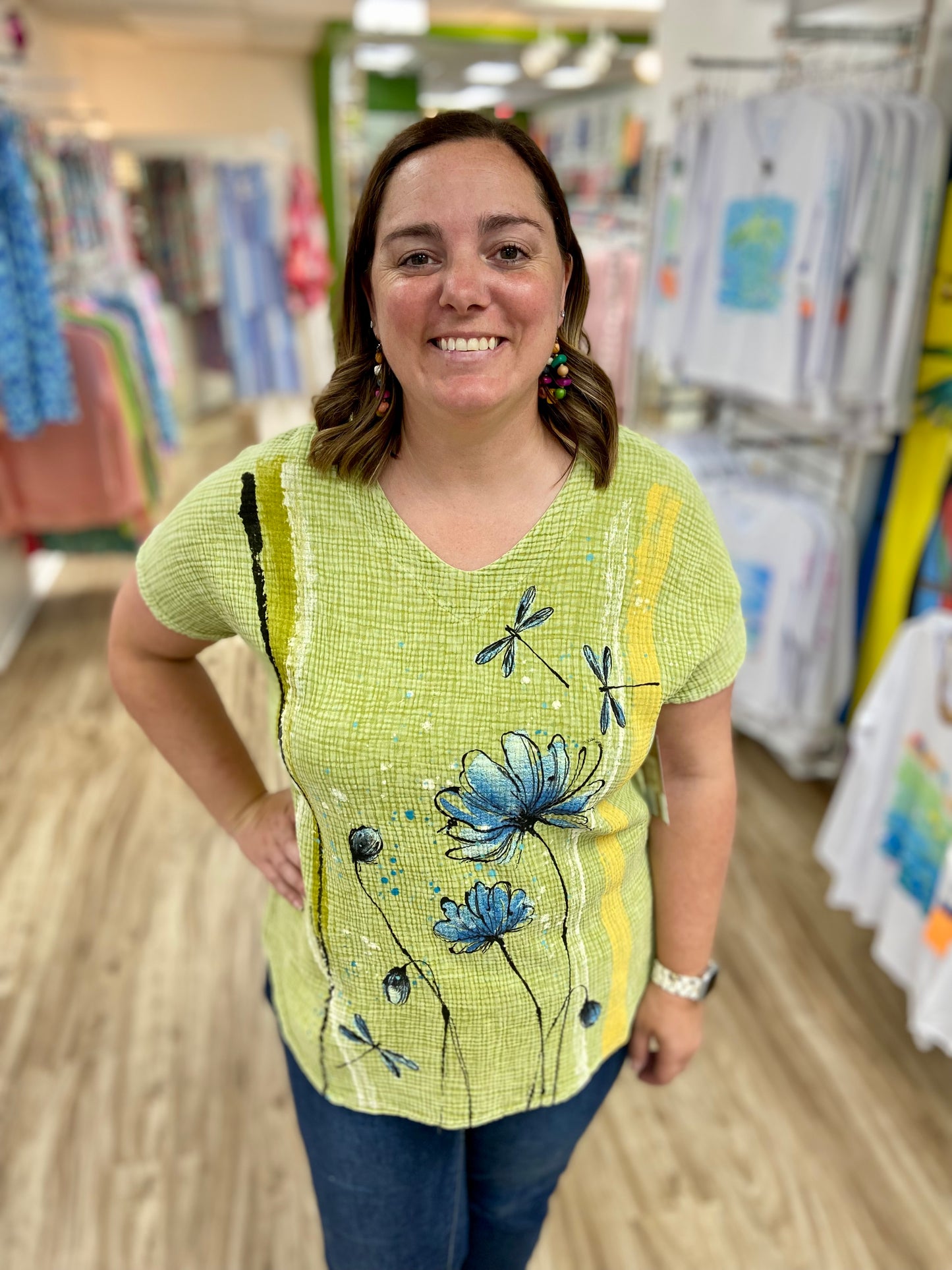 Jess & Jane M104 Gauze Print Top