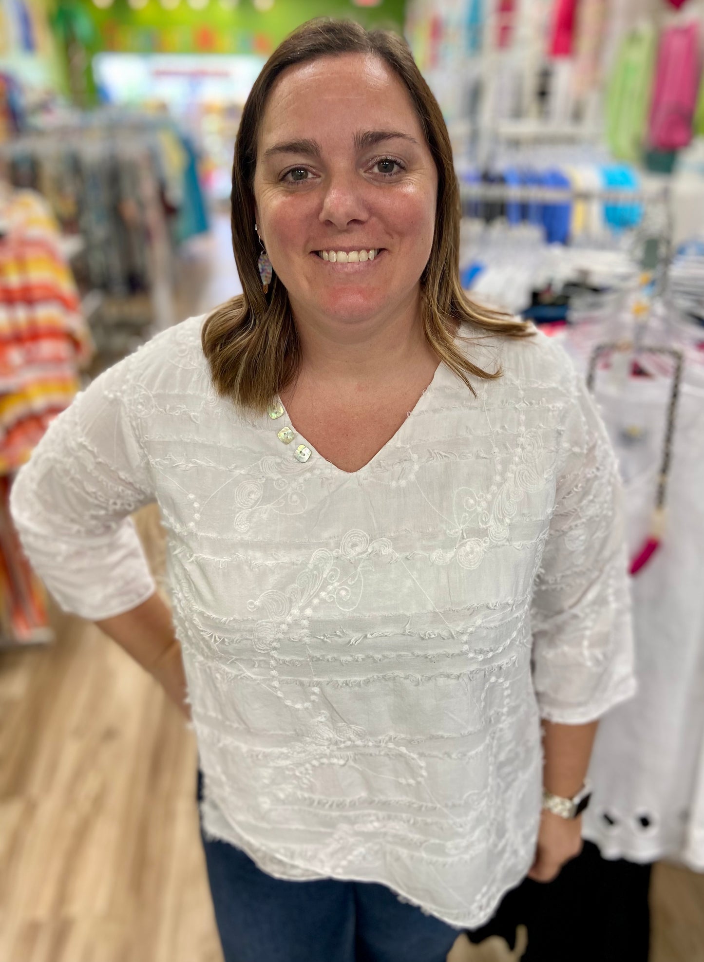 Cottonseed 944 Layer Button Top