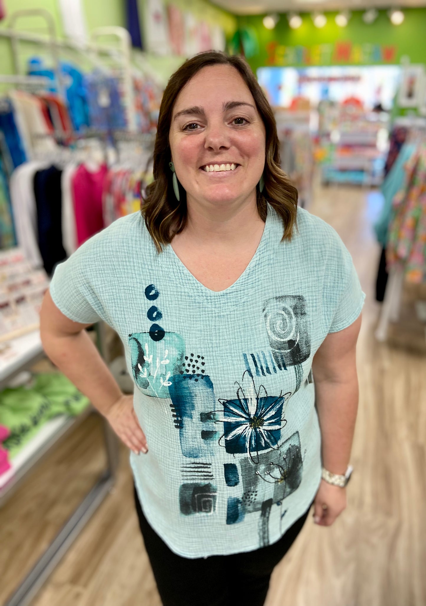 Jess & Jane M104 Gauze Print Top