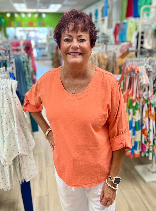 Maya Jones 1021 Roll Sleeve Top