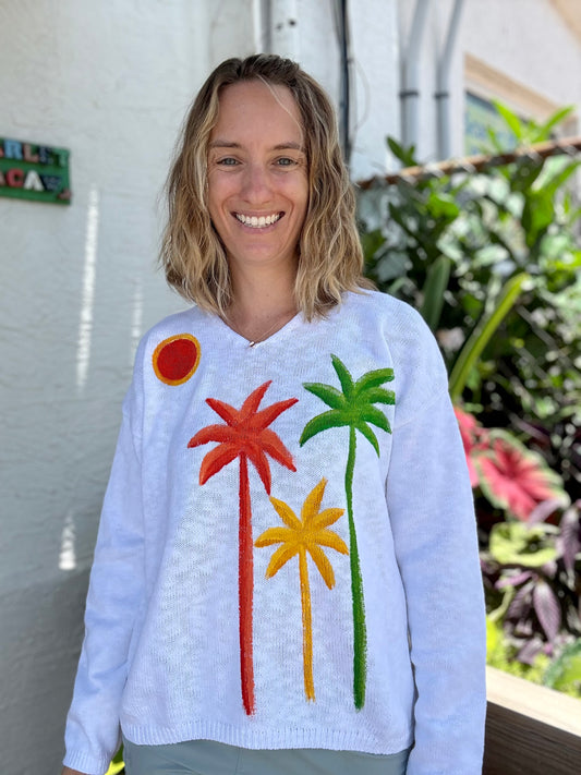Peg Painted Sweater - Bright Palm Trio