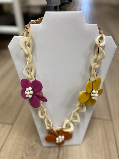 Tagua Bethany Flowers Necklace