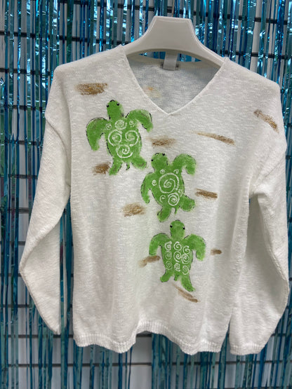 Rosamund Merrill Happy Friends Turtles Painted Sweater