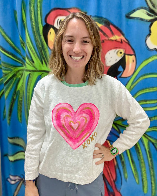 LisaLou XOXO Heart Painted Sweater