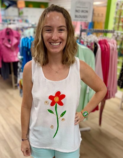 Peg 19 Painted Solo Orange Flower Tank Top