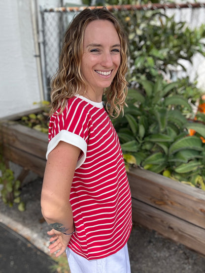 Zenana Contrast Stripe Top