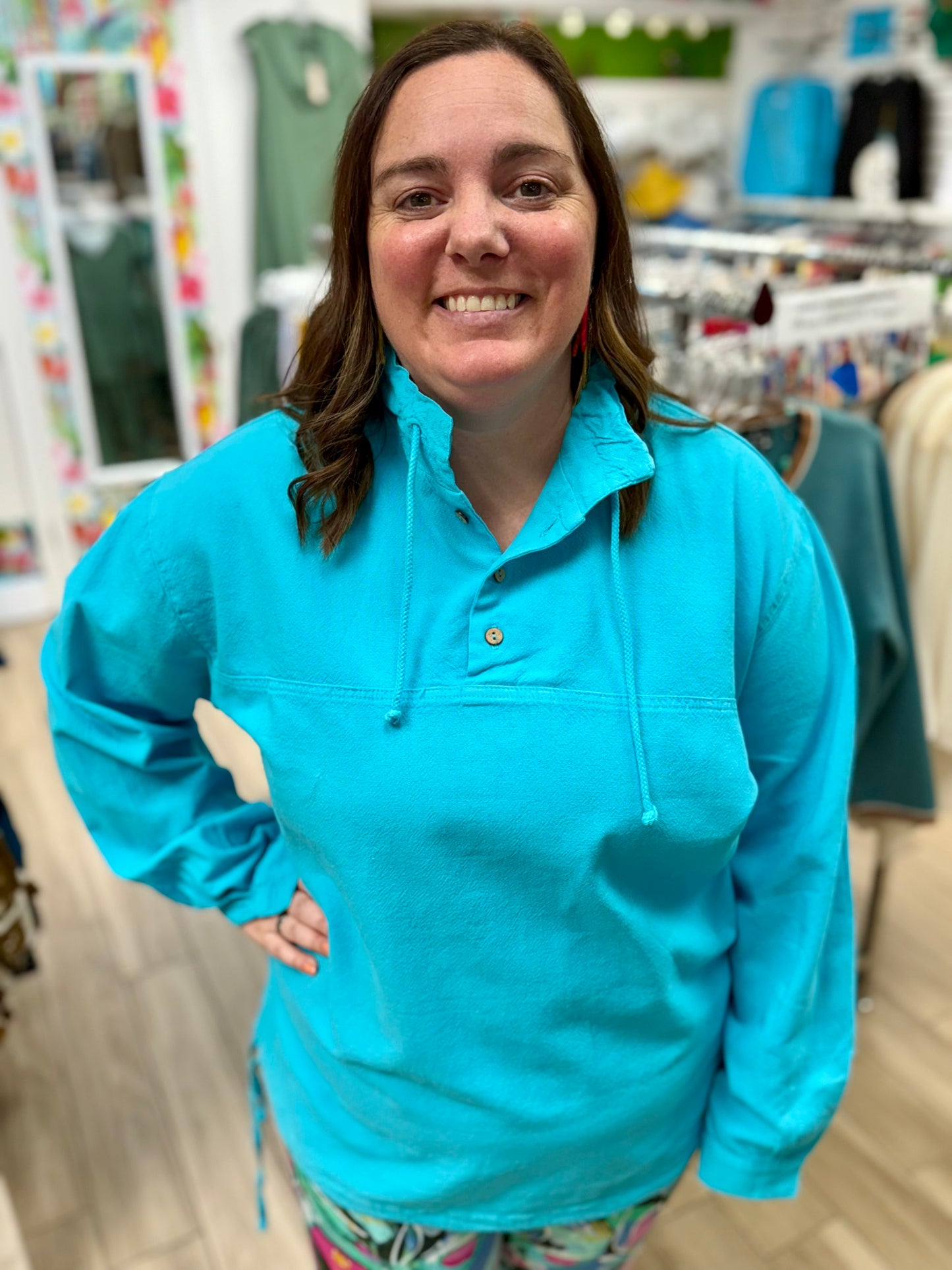 Cottonseed 740 Three Button Pullover Top