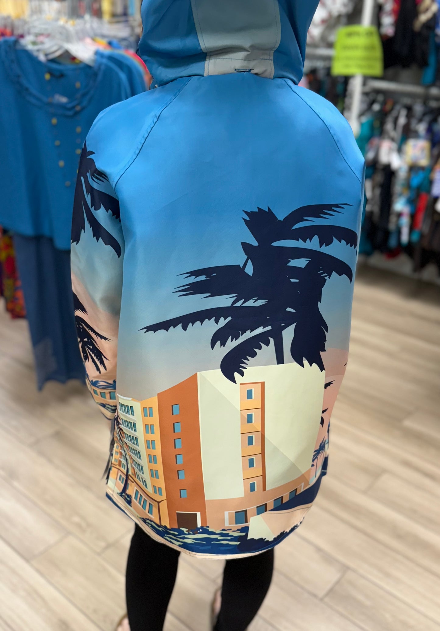 Oopera J2540RW-2 Palm Tree Reversible Rain Jacket