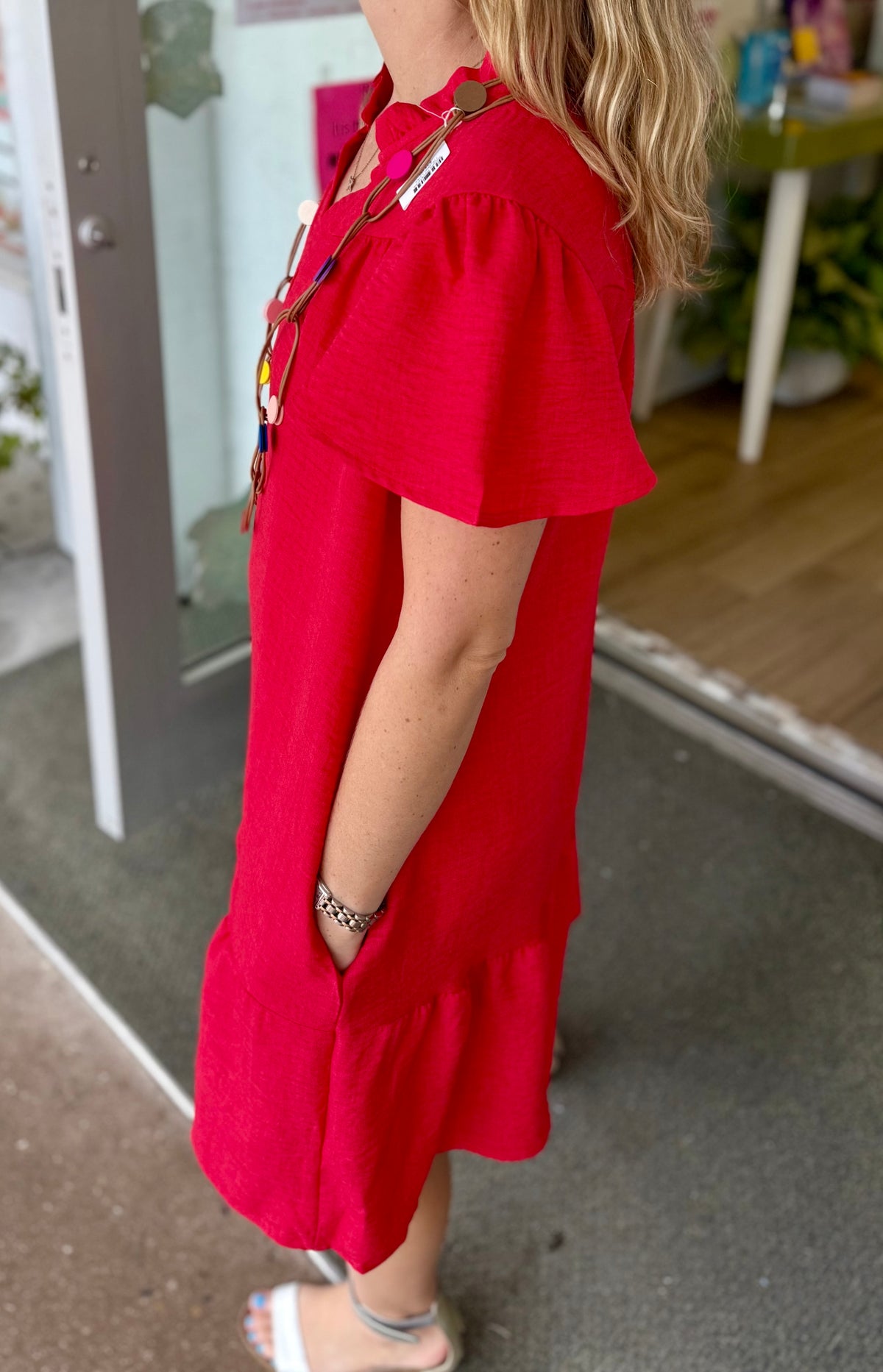 Pixi + Ivy Tera Ruffle Neck Dress