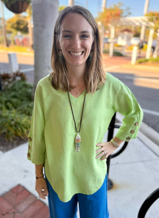 Sea Breeze 812 Button Sleeve Top