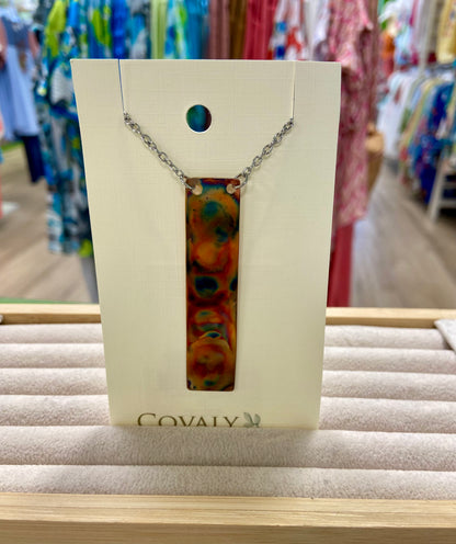 Covaly Alcohol Ink Rectangle Necklace