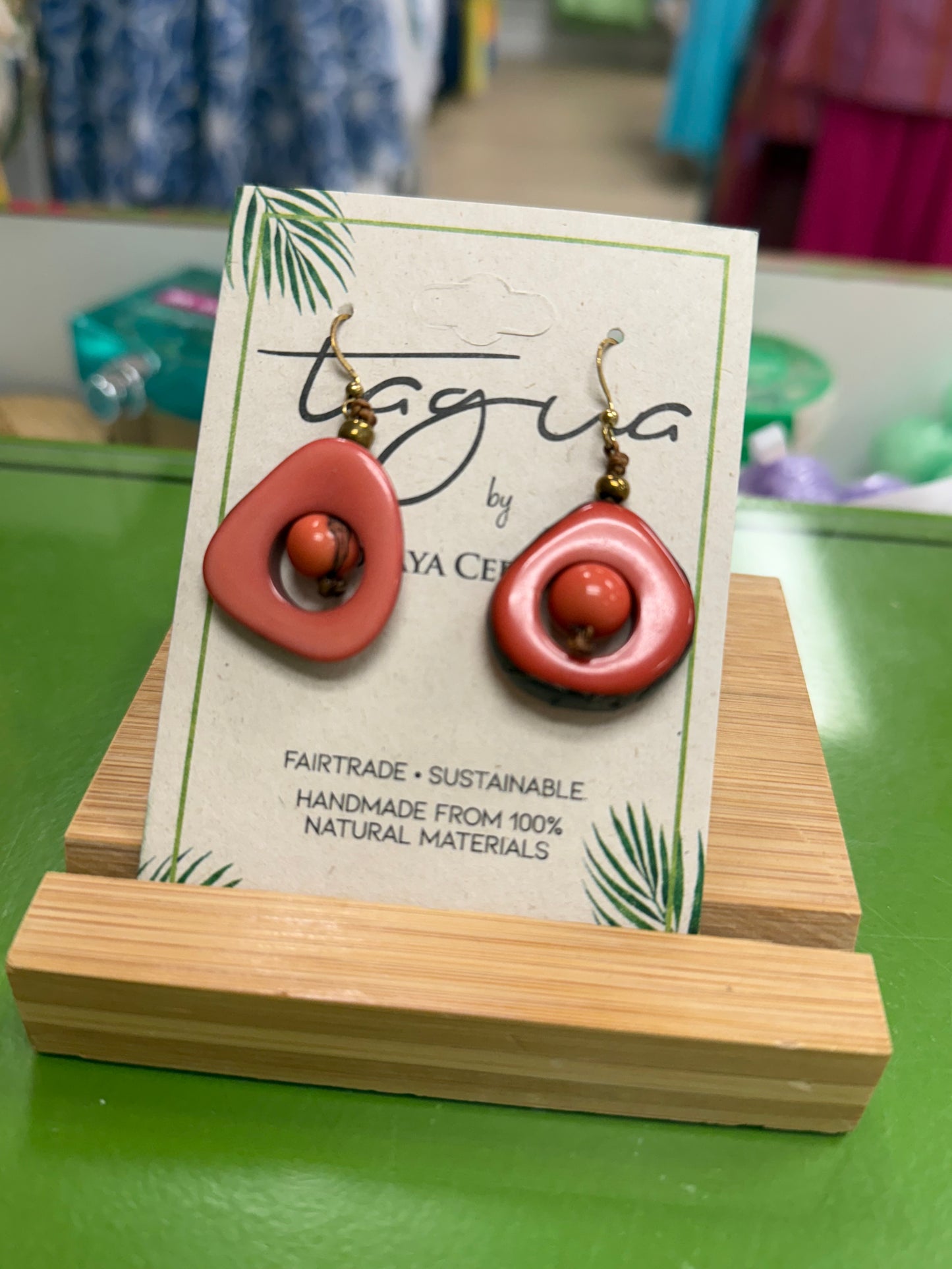 Tagua Aztec Earring