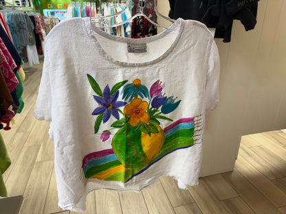 Peg Painted One Size Gauze Floral Tops