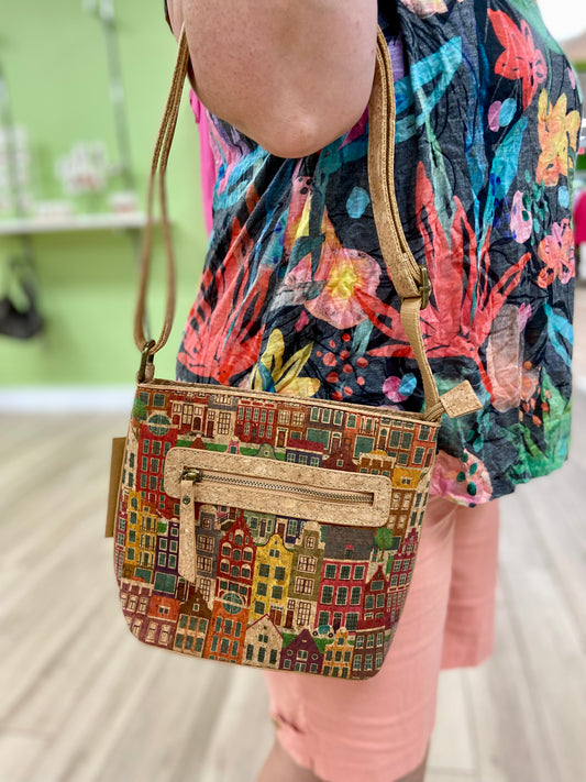 Meninas 2294 Printed Cork Crossbody Bag