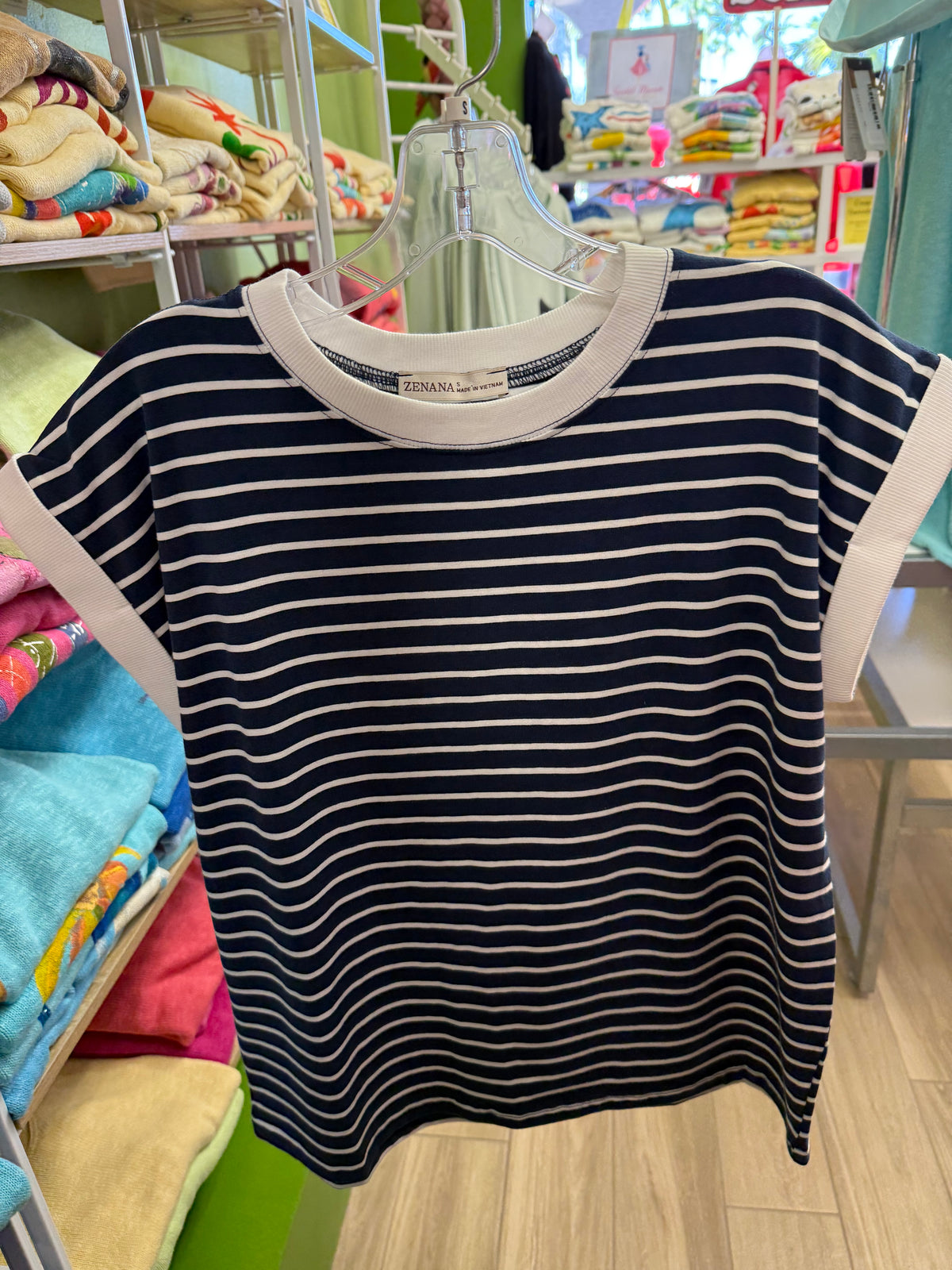 Zenana Contrast Stripe Top