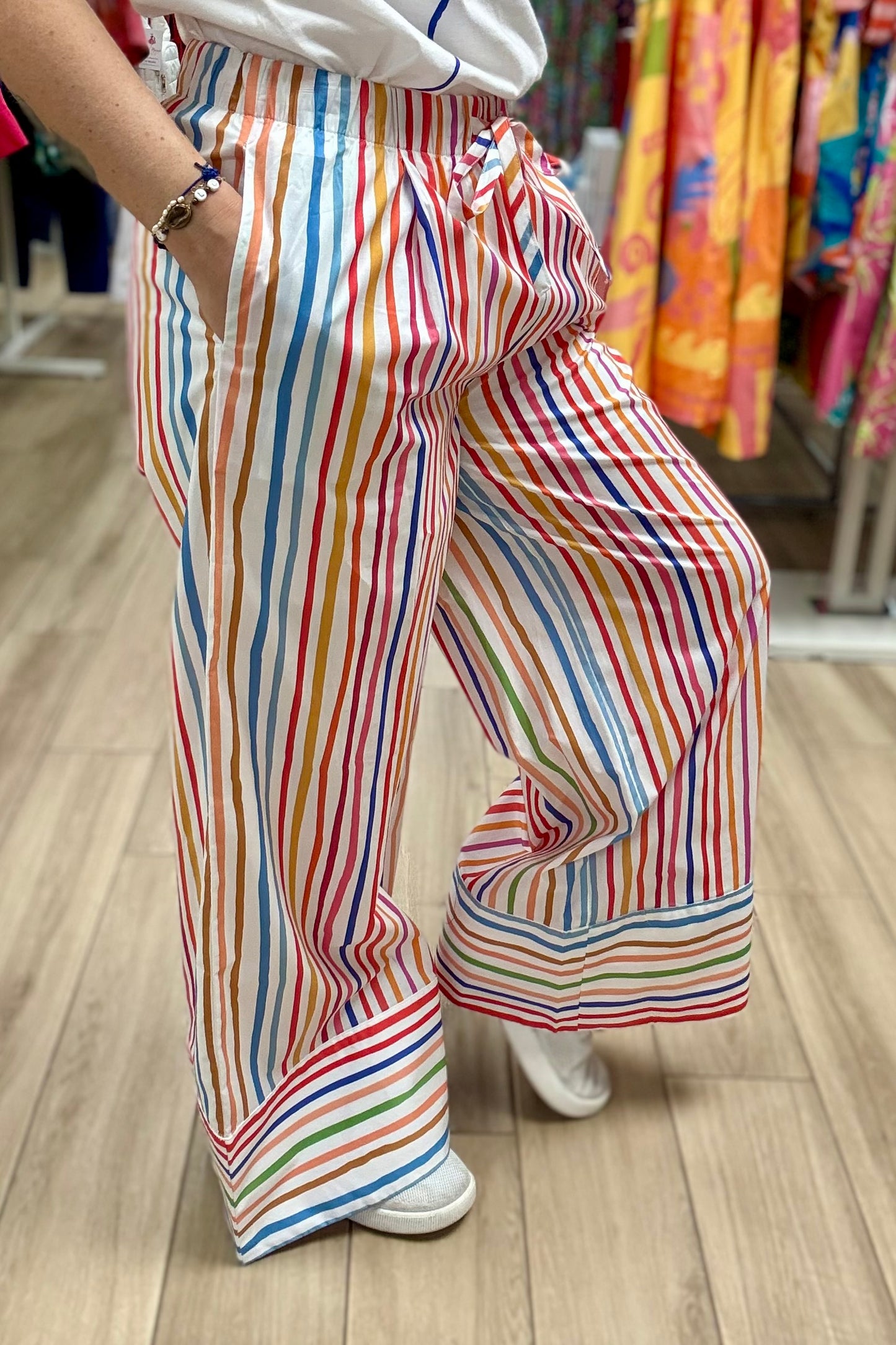 Pinch Stripe Wide Leg Pant