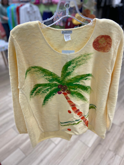 Peg Painted Orange Palm Tree Sweater