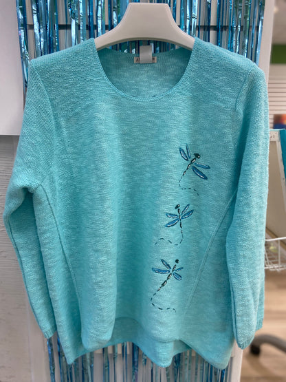 LisaLou Dragonfly Trio Painted Sweater