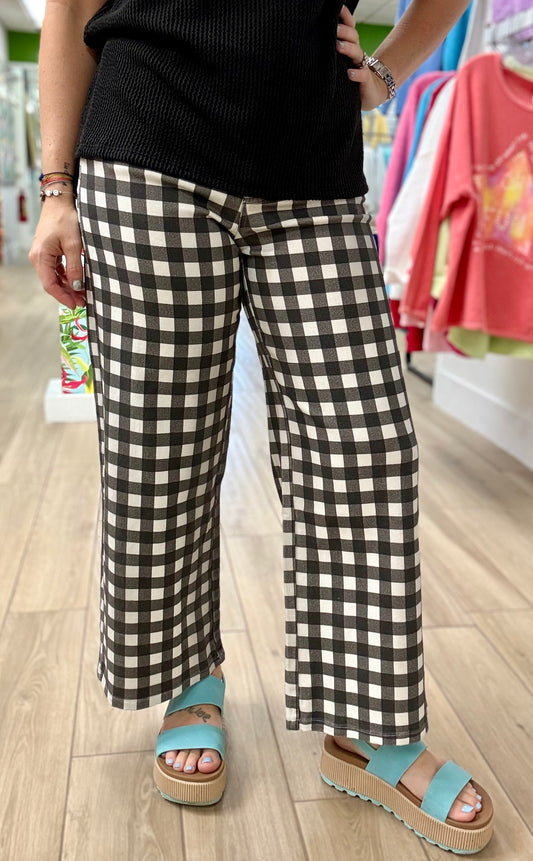 Anniewear Gingham Denim Crop Pant