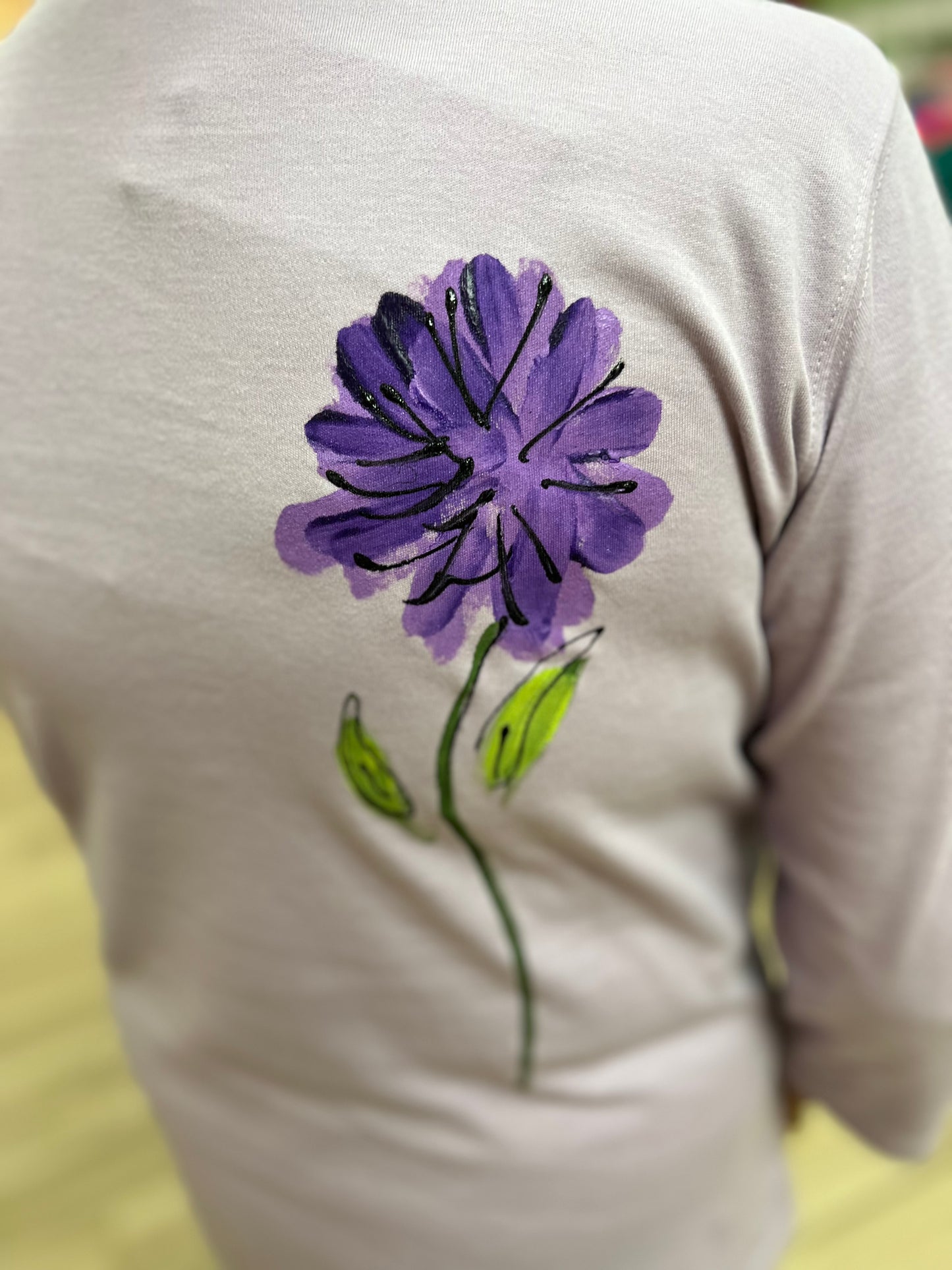 Victoria Purple Dahlia Painted Top