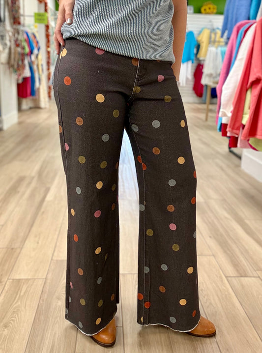 Anniewear Charcoal Polka Dot Wide Jean