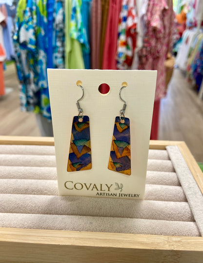 Covaly Alcohol Ink Trapezoid Earrings