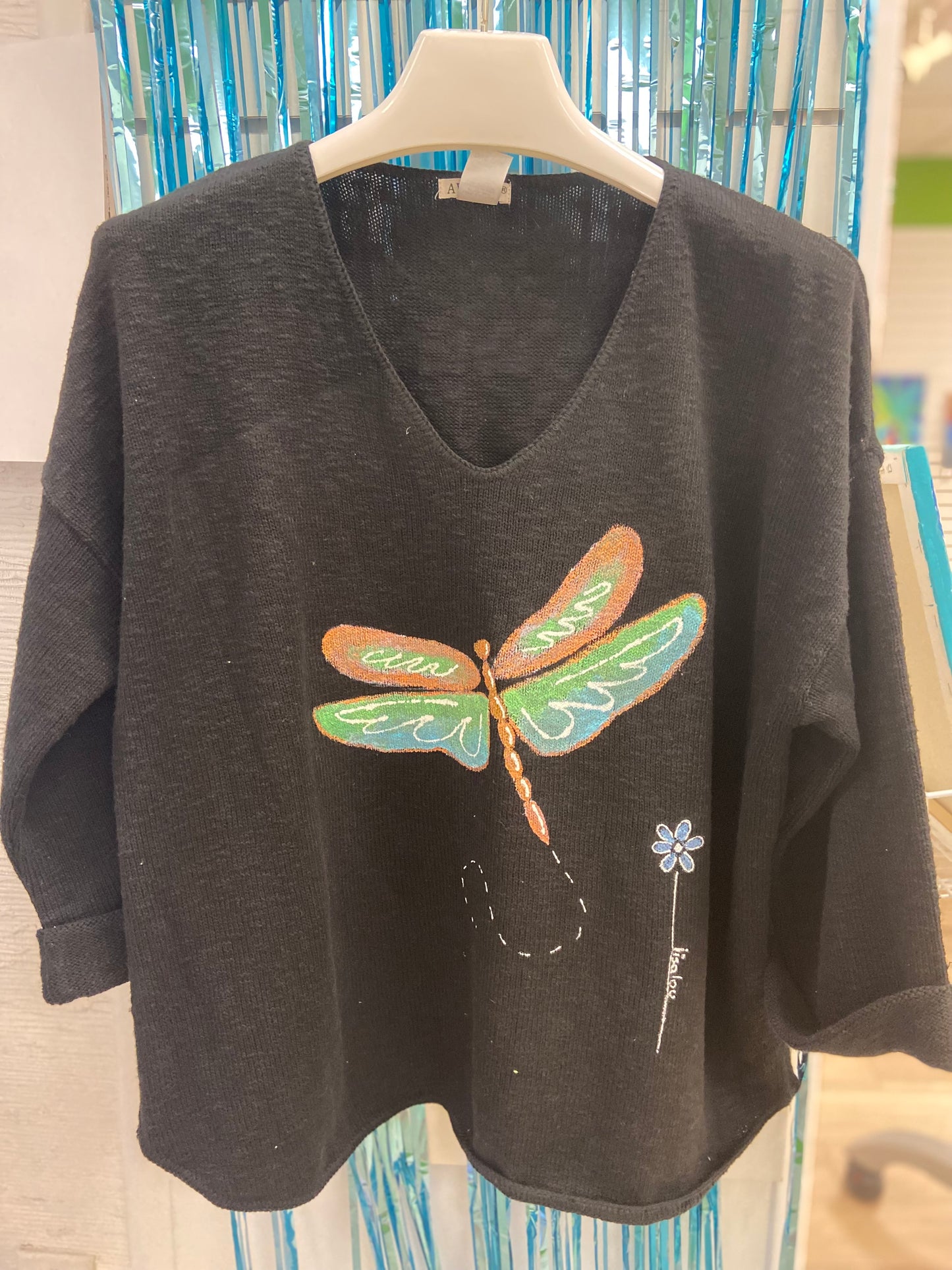 LisaLou Dragonfly Painted Sweater