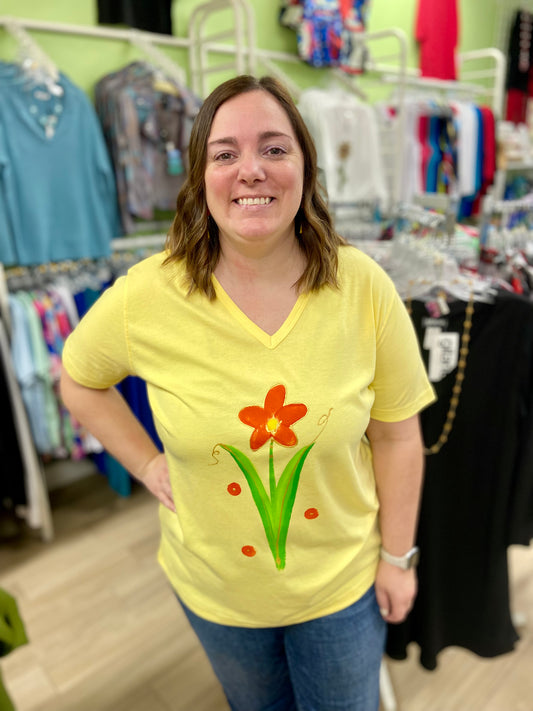 Peg Painted Orange Floral Plus Size Top