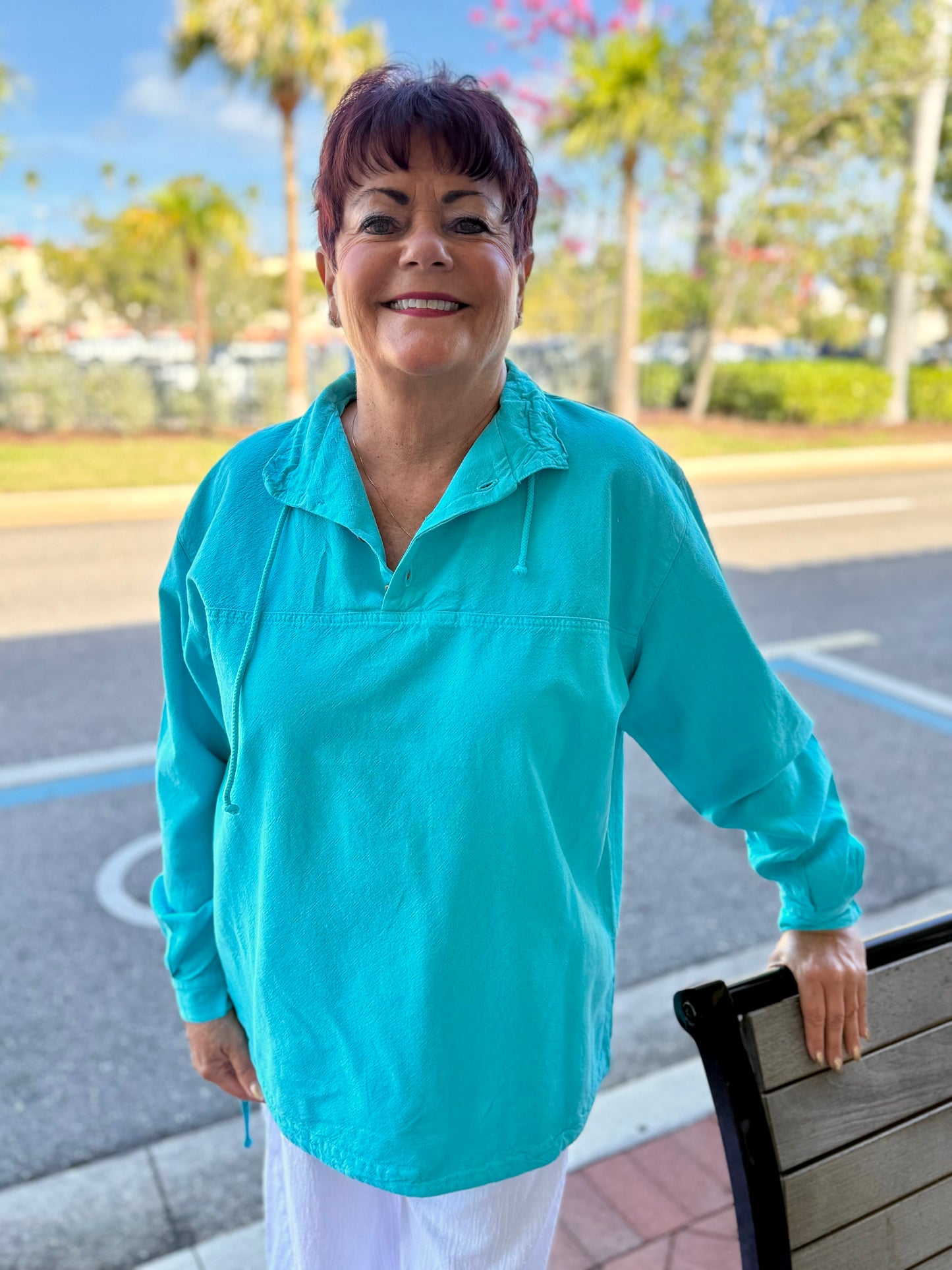 Cottonseed 740 Three Button Pullover Top