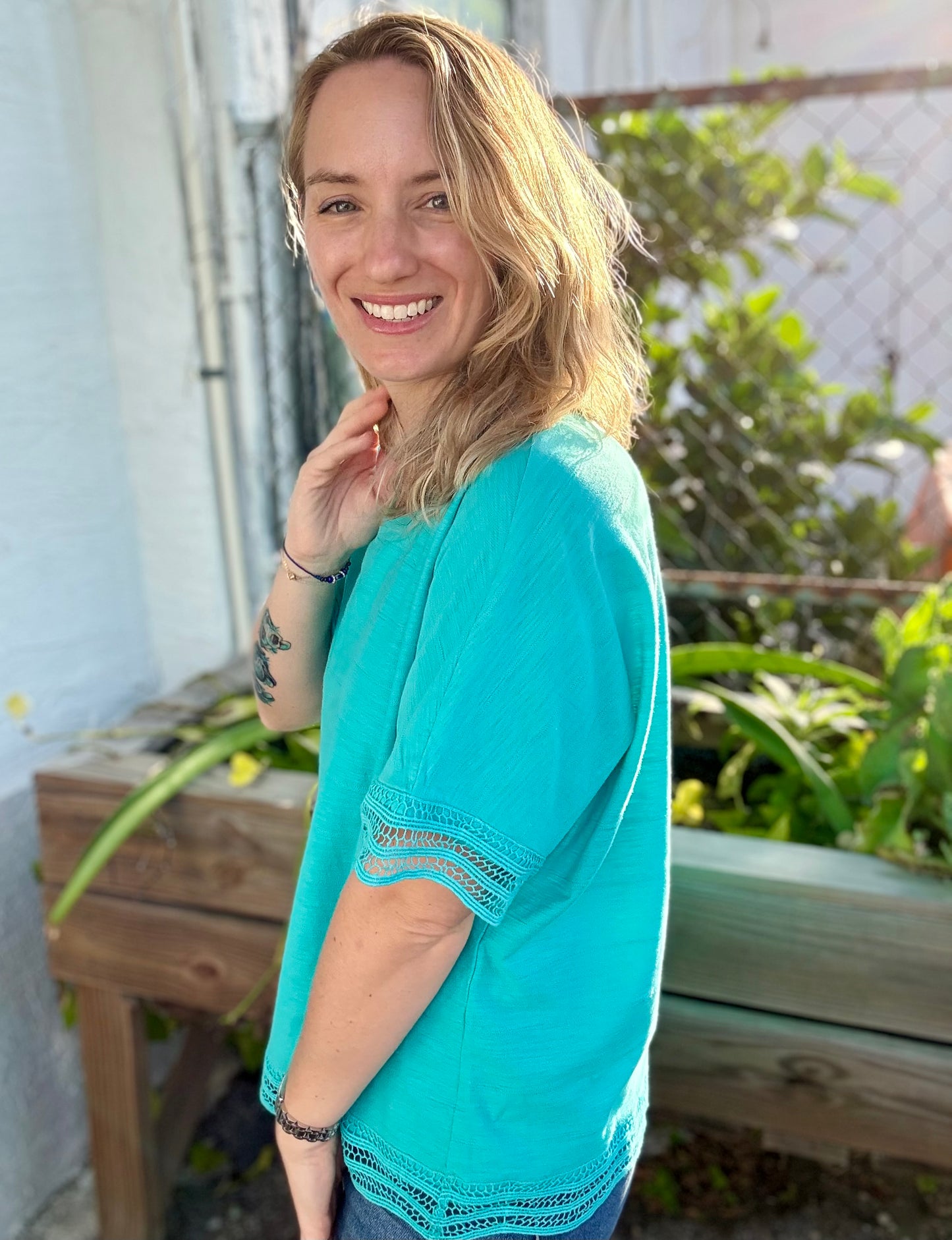 Inspired by Wild Palms T11 Lace Trim Top