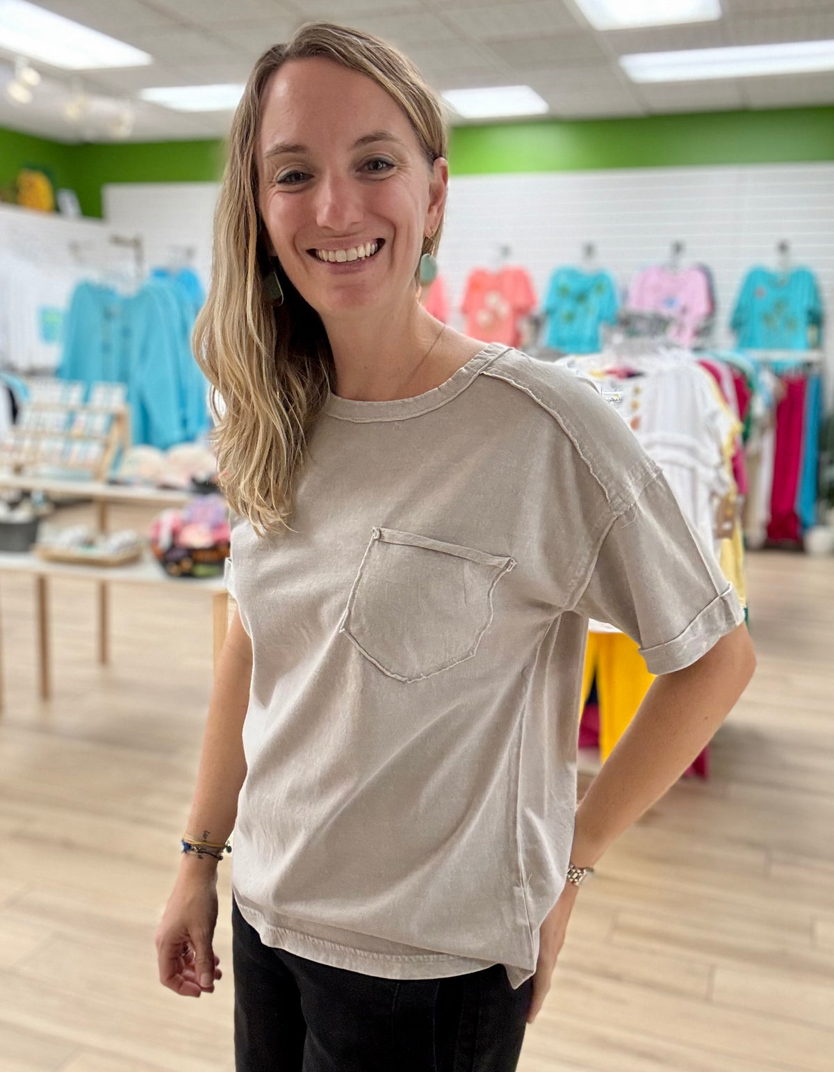 Zenana Halo Relaxed Pocket Tee