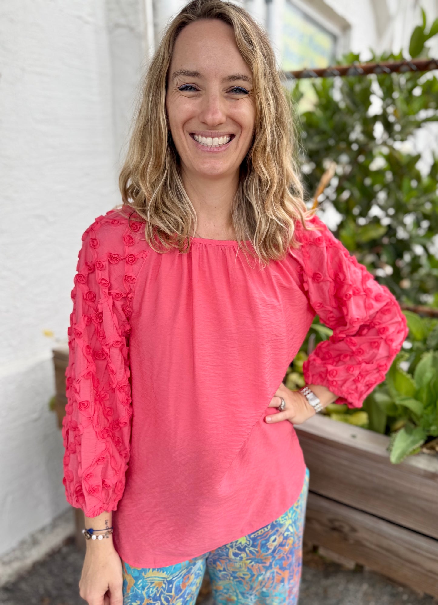Multiples M26602TM Rose Sleeve Top