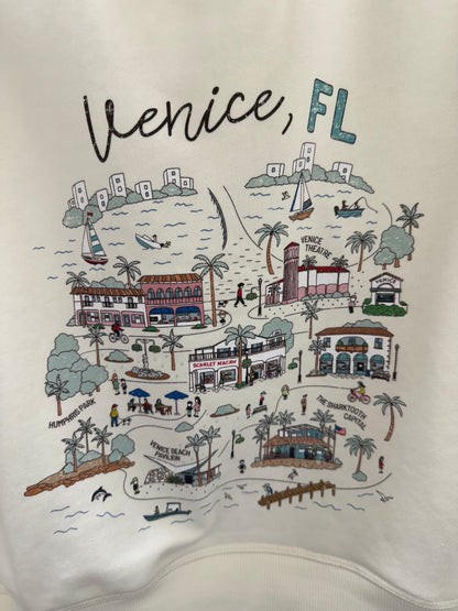 Boat House Venice Doodle Crop Sweatshirt