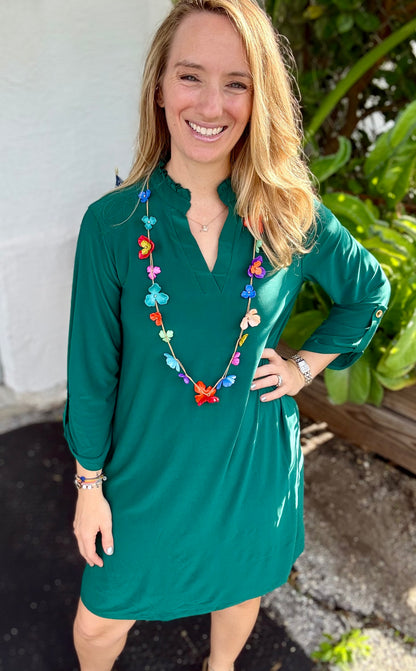 Dear Scarlett Ruffle Neck Solid Lizzy Dress