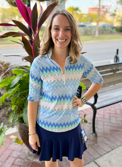 Ibkul 41000 UPF Ruched Arm Print Top