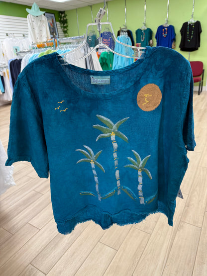 Peg Painted One Size Gauze Palm Tree Tops