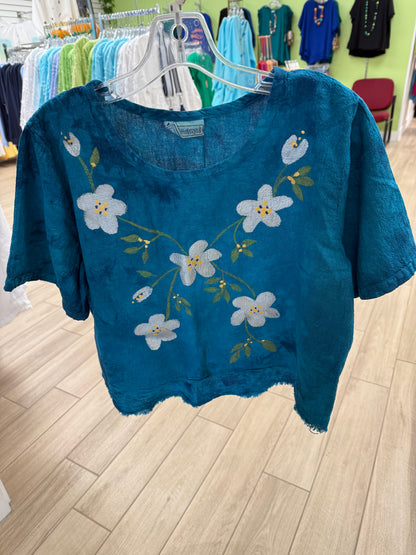 Peg Painted One Size Gauze Floral Tops