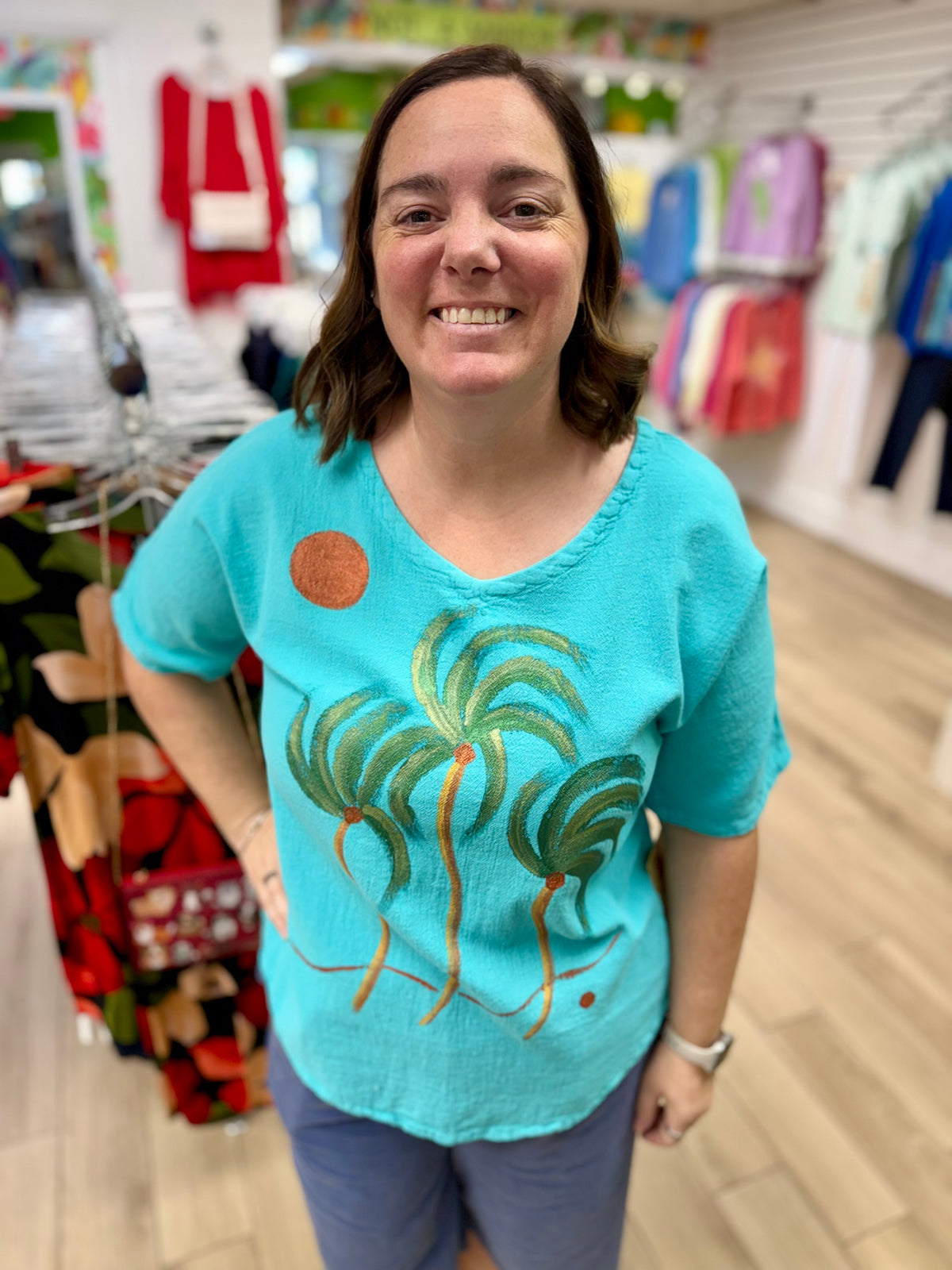 Peg Mary Painted Breezy Palm Trio Top