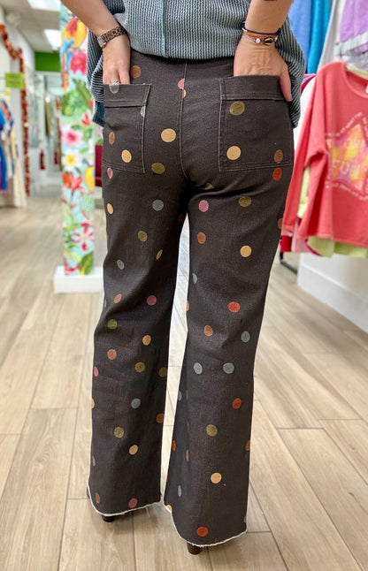 Anniewear Charcoal Polka Dot Wide Jean