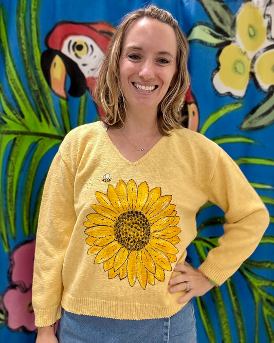 LisaLou Sunflower Painted Sweater
