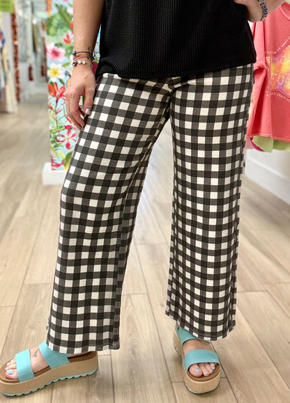 Anniewear Gingham Denim Crop Pant