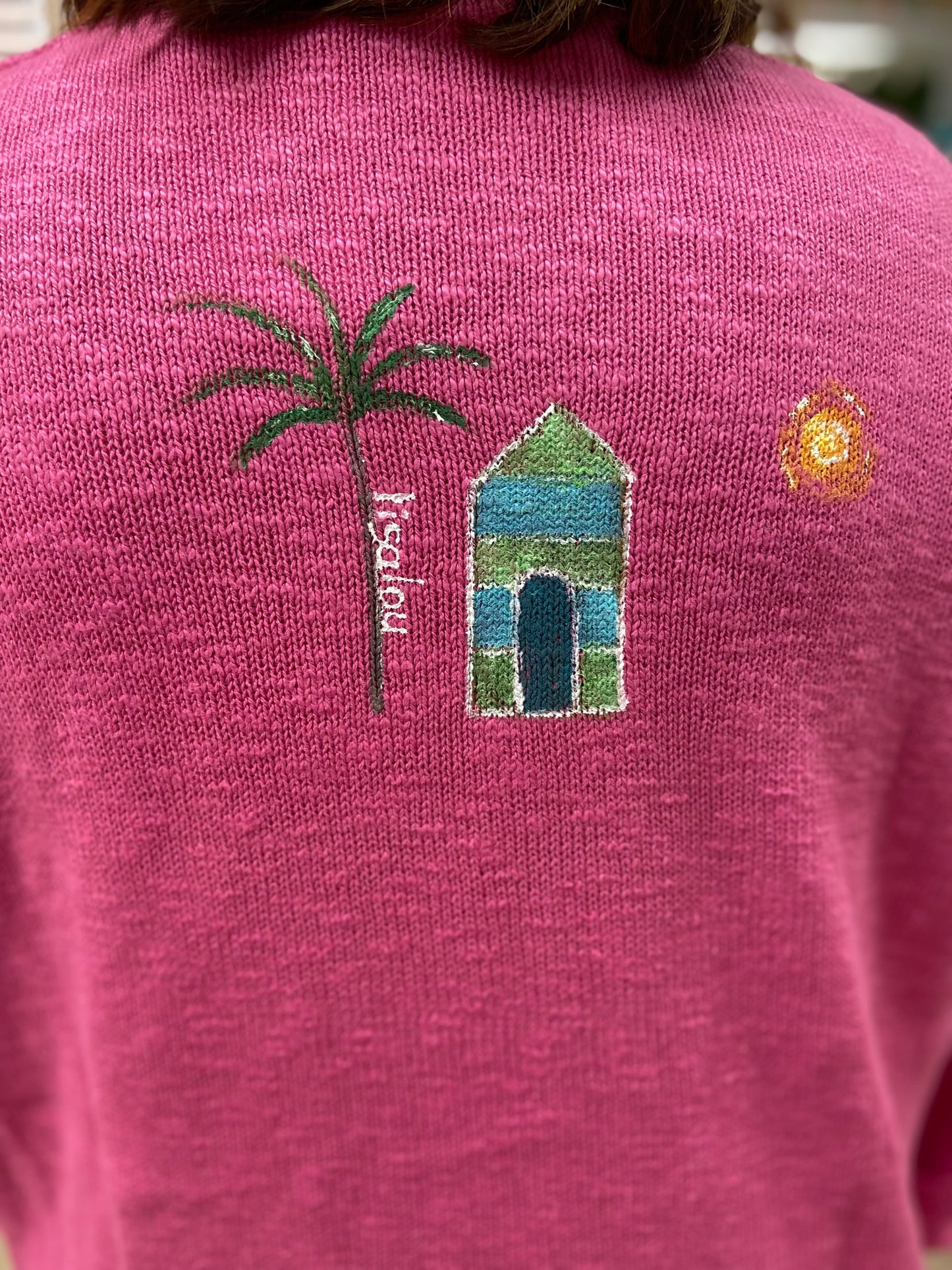 LisaLou Breezy Palm Tree Painted Sweater